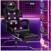ALFORDSON Sedia Gaming Massaggiante, Sedia Professionale Gamer con Cuscino Lombare & Poggiatesta, Ergonomico Poltrona da Ufficio Schienale Regolabile 90-150°, Portata 180 kg, Similpelle(Nera)
