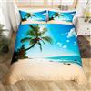 Homemissing Palme Set Copripiumino 135x200cm per bambini Ragazzi Ragazze Foglia di palma Set Botanico Nature Tema Copripiumone Decorazione Oceano Spiaggia Tema Copripiumini Decorazione