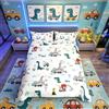 Homemissing Cartoon Dino Escavatore Copripiumino Dinosauro Costruzione Set di Biancheria Da Letto Bambini Bambino Bambino Veicoli Costruzioni Consolatore Copertura Cantiere Auto Copriletto Copertura Microfibra