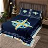 Homemissing Set di copriletti nautici Acquerello Bussola Oceano Trapuntato Copriletto per Bambini Ragazzi Ragazze Camera Decor Coastal Coverlet Sea Adventure 3Pcs Matrimoniale