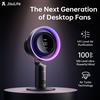 JISULIFE Ventilatore da Tavolo JISULIFE con Purificatore d'Aria e Luce RGB, Ventilatore Oscillante Turbo con Filtro HEPA H11, 100 Velocità del Vento, Batteria da 10000mAh, Ventilatore da Scrivania