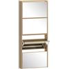 HOMCOM Scarpiera a Specchio a 4 Ante Antiribaltamento in Legno, 63x17x146 cm, color Legno | Aosom Italy
