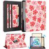 Kidcube Custodia a libro per Samsung Galaxy Tab A9 Plus da 11 pollici, per donne e ragazze, con supporto rotante e scomparto per carte di credito, design floreale kawaii per tablet Samsung A9 Plus