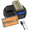 AKTTKA Batterie NP-F550 3000mAh Doppio Pack + Caricabatterie Rapido PD18W Doppio per Sony NP-F550/570/530/750/330, con Display LCD e Compatibilità DSLR/Mirrorless