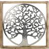 GILDE Quadro decorativo XXL albero della vita - albero della vita in alluminio - con cornice in legno 60 x 60 cm - Decorazione da parete soggiorno - Colori: argento marrone
