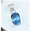 20.75 CT Naturale Acquamarina Cuscino 925 Pendente Argento Sterling Certificato