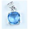 20.00 CT Naturale Acquamarina Cuscino 925 Pendente Argento Sterling Certificato