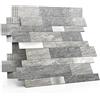 M MOFIT MOFIT Piastrelle Backsplash per Cucina Peel and Stick Pietra Finitura Opaca, Adesivi Piastrelle Bagno Pannello Murale 3D Mosaico Lineare Marmo Backsplash Impermeabile (10 fogli, Grigio Argento)