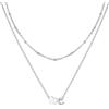 U7 Collana Donna Lettera C e Cuore a Catenina Doppio Strato in Acciaio Inossidabile Collana Iniziale C Colore Argento Regalo per Donna Ragazza Compleanno Natale