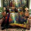 Homemissing Trapuntato con albero della foresta copriletto copriletto albero set colorato paesaggio naturale trapuntato, scena boschiva trapuntata 2 pezzi singolo