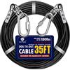 WATFOON Dog Leads for Yard, 35ft Tie Out Runner Steel Wire Cable, Heavy Duty Pet Tether Chains for Dogs Up to 130 Lbs, Outside, Camping, Park (35ft-Black)
