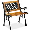Relaxdays Sedia da Giardino, Braccioli, Resistente, Bassa, Design Vintage, Legno & Ghisa, 73x62x 52,5 cm, naturale/nero