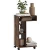 HOMCOM Tavolino laterale, carrello portavivande a forma C, 4 ruote, 3 scomparti, 40 x 30 x 69 cm, Marrone rustico | Aosom Italy