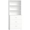 HOMCOM Libreria a Muro con 3 Ripiani Aperti e 3 Cassetti, in Legno, 79x39.5x182.2 cm, Bianco | Aosom Italy