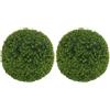 HOMCOM Set di 2 Piante Finte Sfera di Bosso Ø50cm, Piante Artificiali Decorative da Interno ed Esterno, Verde | Aosom Italy