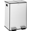 HOMCOM Pattumiera Differenziata 2 Scomparti 20L da Cucina a Pedale, Cestino Spazzatura con 2 Coperchi a Chiusura Silenziosa in Acciaio Inox e PP, 45.8x36x51.6 cm, Argento | Aosom Italy