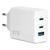 Vultech Cc-367Pdcugwh Caricatore Universale 2 Porte Type-C + 1 Porta Usb Pd67 Qc 3.0 Gan 67W Pps Bianco Dimensioni Compatte