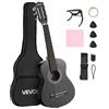 VEVOR Chitarra Classica, 780 mm, in Legno per Principianti, con Corde in Nylon, Custodia Morbida, Tracolla, Accordatore, Corde Extra, Plettri, Capotasto, Tiglio, per Adolescenti, Adulti, Nero