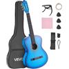 VEVOR Chitarra Classica, 960 mm, in Legno per Principianti, con Corde in Nylon, Custodia Morbida, Tracolla, Accordatore, Corde Extra, Plettri, Capotasto, Tiglio, per Adolescenti, Adulti, Blu