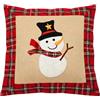 SHATCHI Federa per cuscino in iuta per casa, camera da letto, ufficio, in tela di cotone e lino, con stampa di renna, pupazzo di neve, pettirosso, budino di Natale, 40 x 40 cm