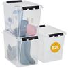 SmartStore Contenitori grandi in plastica con coperchio 52L, confezione da 3, rinforzati, trasparenti, per alimenti, chiusura a clip, impilabili e impilabili, senza BPA, 50 x 39 x 41 cm