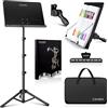 CAHAYA Leggio Musicale Pieghevole per Spartiti & Supporto per Tavolo 2IN1 80-170cm Portatile e Professionale Leggio Spartiti Musicali da Orchestra con Raccoglitore Musicale Modello CY0304
