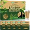 EcoWisper Cotton fioc in bambù, 500 tamponi di cotone ecologici per auricolari, senza plastica, biodegradabili, per trucco, artigianato, pulizia e igiene del bambino, colore: bianco