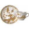 GINORI 1735 TAZZA CAFFE CON PIATTINO, ORIENTE ITALIANO AURUM, ORO & BIANCO