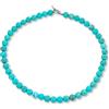 Bling Jewelry Collana di perle di pietra preziosa turchese compressa blu rotonda da 10MM gioielli occidentali per donne con chiusura placcata in argento 19 pollici