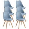STONES HOME FURNITURE, Set di 6 sedie, Pelle Sintetica, Blu, 52x48,5x82 cm, H Seduta 43 cm