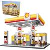 JAMARA 402857 CADA Shell Stazione di servizio con Shop Bricks, per bambini dai 14 anni in su, idea regalo per bambini, set di mattoncini a morsetto, promuove abilità motorie, porte manuali