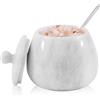 MARBLE RANGE Grande saliera in marmo con coperchio e cucchiaio, 11,4 cm | Barattolo per spezie bianco fatto a mano per la conservazione della cucina, contenitore ideale per condimenti