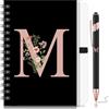 BBTO 2 Pezzi Quaderno B6 con Iniziale per Donna, Lettera M | con Penna a Sfera, Quaderno Floreale, con Design Iniziale Personalizzata, Regali Perfetto per Natale e Compleanno