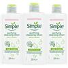 Simple®, Kind to skin purifying cleansing lotion, lozione detergente dermopurificante delicata sulla pelle; confezione da 3 pezzi da 200 ml ciascuno (etichetta in lingua italiana non garantita)