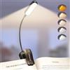 Glocusent - Lampada da lettura con morsetto, 20 LED, lampada da lettura ricaricabile tramite USB, 5 modalità di temperatura del colore, lunga durata, luminosità regolabile senza scatti, lampada da