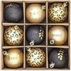 aTe Casa 9 Palline Natalizie 60mm Infrangibili Nere e Oro
