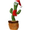 Christmas Decoration Cactus Natalizio con Cappello e Sciarpa, Movimento e Musica
