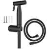 Hairstore Bargain - Set di spruzzatore per bidet in acciaio inox spazzolato, 1,2 m, con spruzzatore per bambini, in metallo nero (spruzzatore/tubo/supporto)