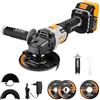 DEKOPRO Smerigliatrice angolare a batteria 20V Ø125mm: DEKOPRO Smerigliatrice con batteria da 4,0 Ah, motore brushless - incl. 2 dischi abrasivi, 1 disco da taglio per tagliare, smerigliare e lucidare