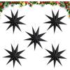 Sikweny 5 Pezzi Stelle di Carta da Appendere Stella di Carta Natalizia Decorazione Natale Pieghevole Natale per Decorazione 3D 9 Punte Natale Appendere per Decorazione Finestra Avvento Festa(Nero)