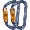 SOB Moschettone da Arrampicata, Alluminio Ultralight Moschettoni Arrampicata per Arrampicata, Doppia, Campeggio Altalena Amache (Argento, 28KN-2Pack)
