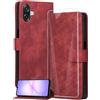 binandteam Cover a Libro per Samsung Galaxy A07 4G (6.7) con Vetro Temperato,Custodia in Pelle PU Magnetica Flip Porta Carte Wallet Supporto Portafoglio Case - Rot