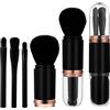 Sibba 4 in 1 Set di Pennelli da Trucco Retrattile Mini Pennello Cosmetico Portatile da Viaggio per Evidenziare Ombretto Fondotinta Pennello per Cipria (Nero)