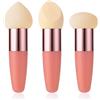 Sibba Spugna per Trucco 3 Pezzi Fondotinta Correttore Cosmetici Misti Mini Pennello Angolare Impugnatura Per Applicazioni Trucco Funghi Sopracciglia Viso Nappa di Cipria(Colore Pelle)