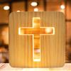 WIYETY Nightlight Croce Di Gesù: Mini Luce Notturna Religiosa 3D Croce Di Gesù, Piccola Lampada Da Tavolo Per Camera Da Letto Scultura In Legno LED, Luce Bianco Caldo Alimentata Da USB, Regalo