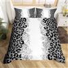 Homemissing Set di biancheria da letto con stampa leopardata per bambini con stampa glitterata ghepardo per ragazzi e ragazze, copriletto decorazione traspirante di lusso nero e bianco, animalier
