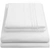 Sweet Home Collection 1837 Thread Count Sheet Soft Egyptian Quality Brushed Microfiber Set di Biancheria da Letto di Lusso Piatto, Lenzuolo con Angoli, 2 federe, Microfibra, Bianco, Queen, 4 unità