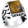Bling Jewelry Biker Urban Classic Braided Cable Wheat Wide Link Chain Band Heavy Solid Black Onyx Gemstones Rectangle Large Statement Signet Ring For Men .925 Sterling Silver Handmade In Turkey