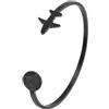 WearTravelers Bracciale Rigido da Donna con Aereo e Mappamondo in Acciaio Inox - Bracciale con Mondo ideale come idea regalo per chi ama viaggiare - Modello Hanoi (Nero Lucido)