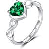 Qings Anello a Cuore Regolabile con Pietra di Nascita Argento Sterling 925 Anello Simbolo dell'infinito Promessa con Zirconi Regali Gioielli di Natale Compleanno per Donne e Ragazze